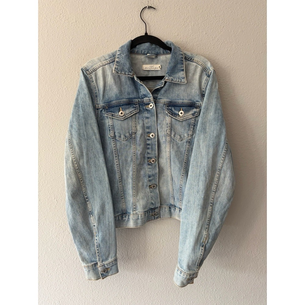 H&M L.O.G.G. Jacket Womens Medium Jean Denim Distressed Western Stretch Casual